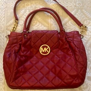Red leather Michael Kors shoulder/hand bag